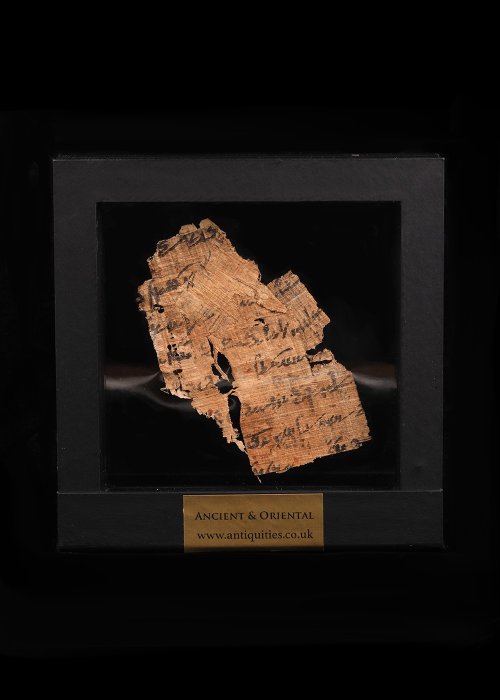 Forntida Egypten Papyrus Fragment med koptisk text  (Utan reservationspris)