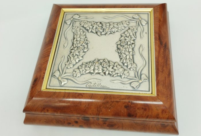 Jewellery box - Silver laminated, Wood (Burrwood)