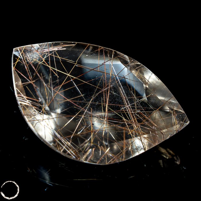 Cabochão de quartzo rutilado natural 40,1 quilates - Altura: 32 mm - Largura: 20 mm- 8.02 g