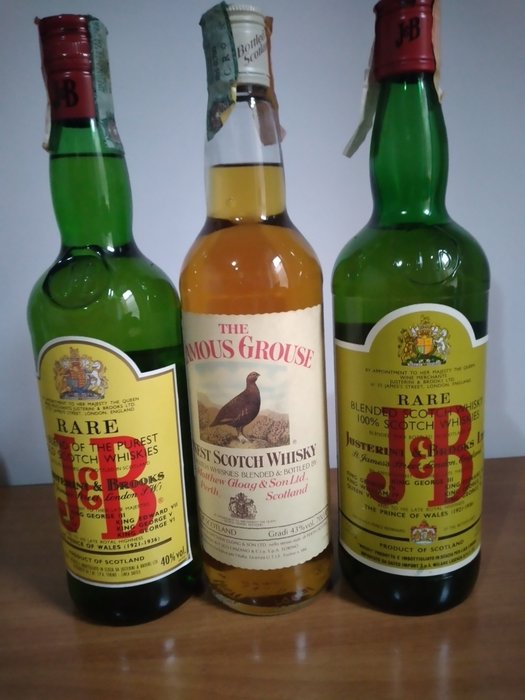 2 x J&B Rare + Famous Grouse  - b. 1970-luku, 1990-luku - 70cl, 75cl - 3 pullojen