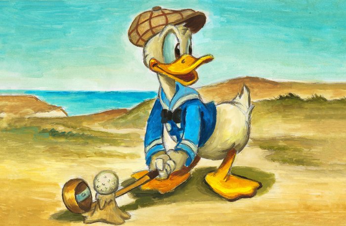 Joan Vizcarra - Donald Duck Playing Golf - Fine Art Giclée - Hand Signed -First Edition