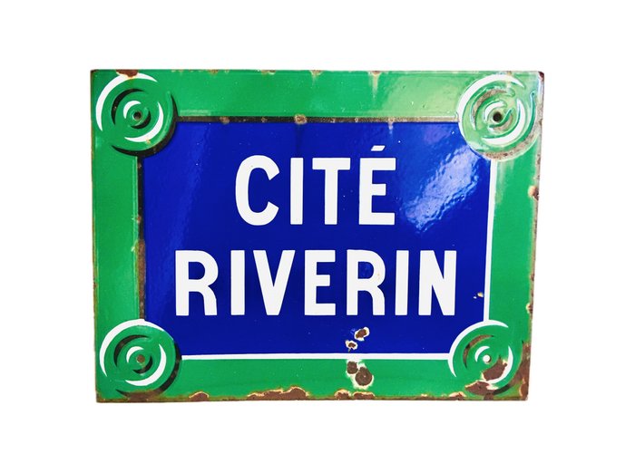 Placa de Paris Cite Riverin - Emailleschild - Emaille, Zahnbelag