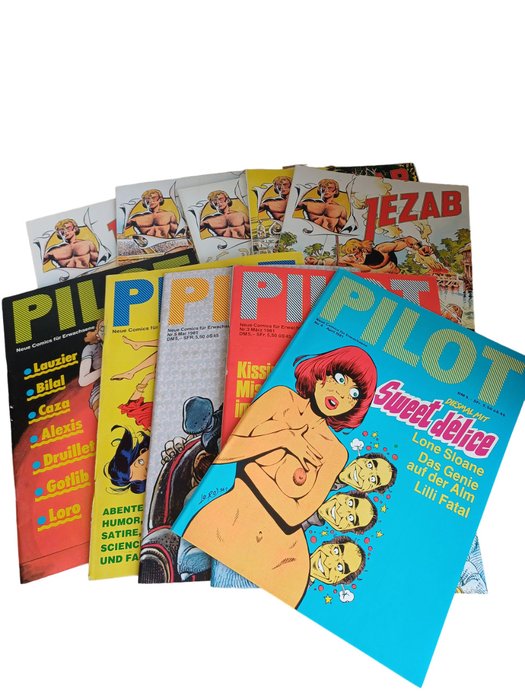 Pilot und JEZAB - 10 Comic collection, PILOT volumes 1 tot 5 strips voor volwassenen + JEZAB volumes 1 tot 5, de volledige verzameleditie - Eerste druk - 1990