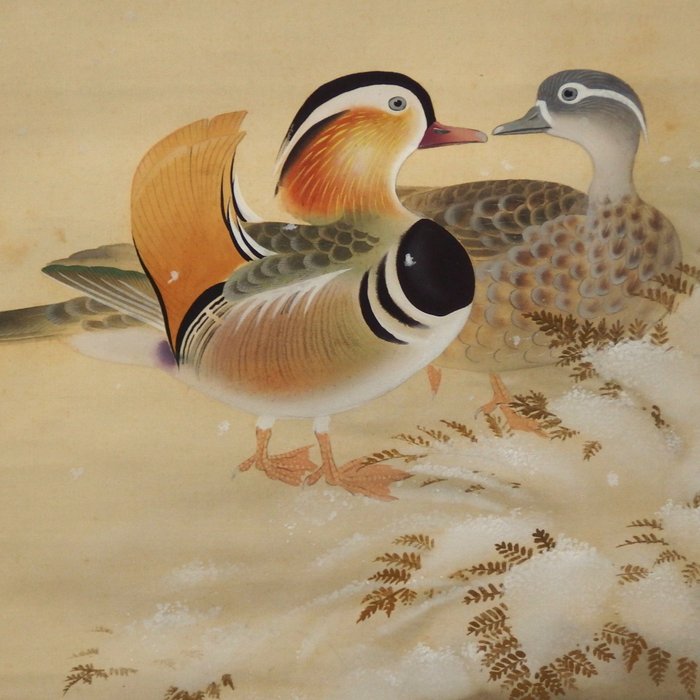 Hanging Scroll (Kakejiku) - Mandarin duck - Unknown Artist - Japonia  (Fără preț de rezervă)