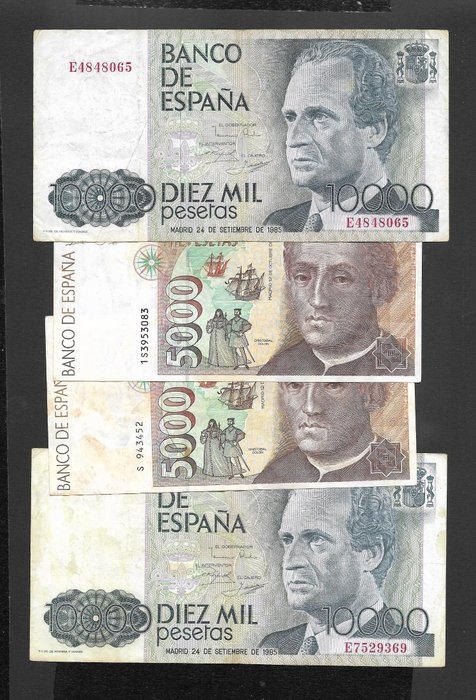 Spain. - 2 x 5000 and 2 x 10000 Pesetas - various dates  (No Reserve Price)