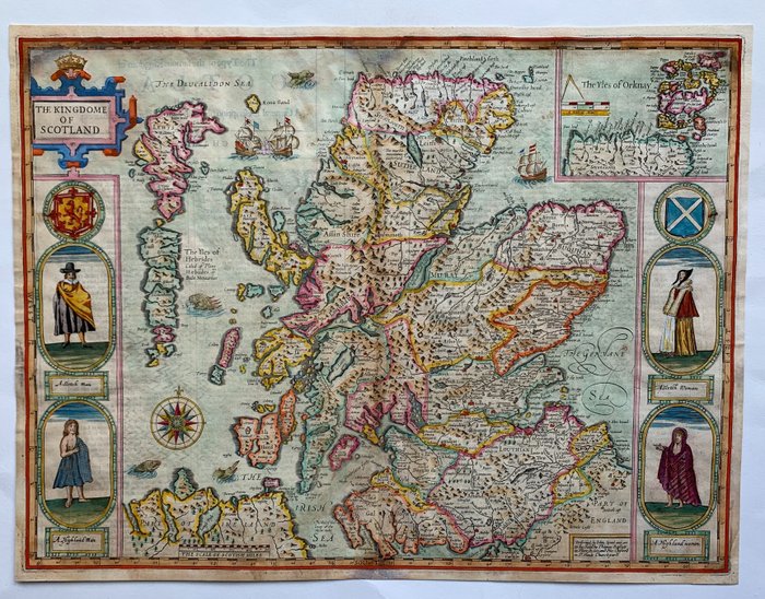 歐洲, 地圖 - 蘇格蘭; John Speed - The Kingdome of Scotland - 1661-1680