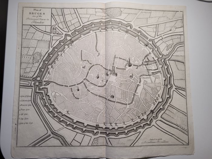 Ευρώπη, Χάρτης - Φλάνδρα; Tindal / Du Bosc. - [Lot of 2 maps] Plan of Bruges / Plan of the situation in wich the Battle of Ramillies - 1721-1750