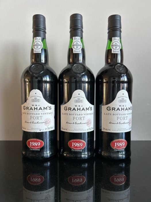 1989 Graham's - Douro Late Bottled Vintage Port - 3 Flaskor (0,75L)