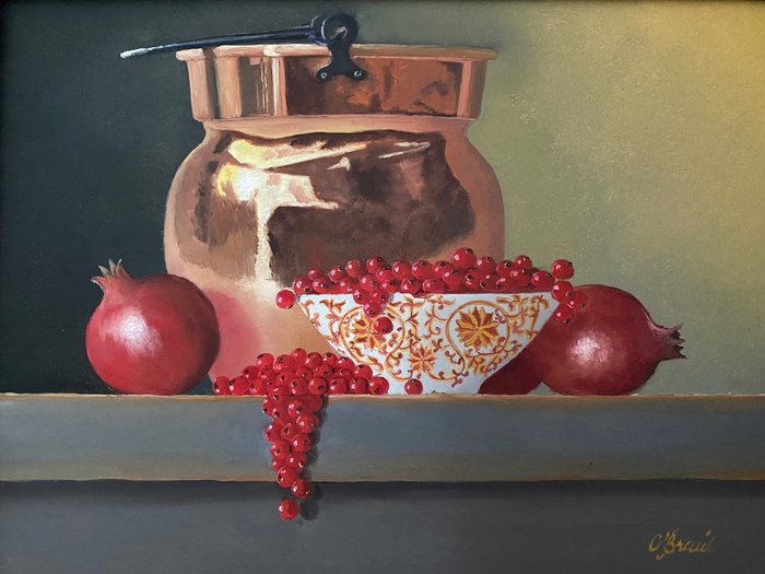 Ben Oude Breuil (1949) - Koperen pot met granaatappels