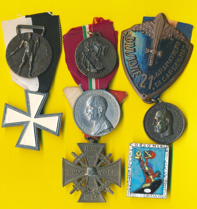 Italia - Medalla - fronte russo aeronautica Mussolini medaglie + scudetto