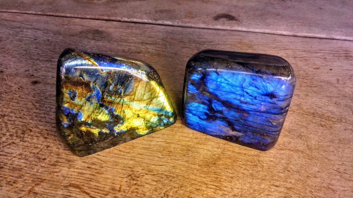 Labradorite - Royal Blue + Gold väri Vapaamuotoinen - Korkeus: 10 cm - Leveys: 10 cm- 1668 g - (2)