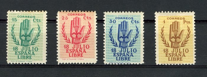 Spania  - General Franco 10 poeng variasjoner + serie 18. juli 1938 - Michel