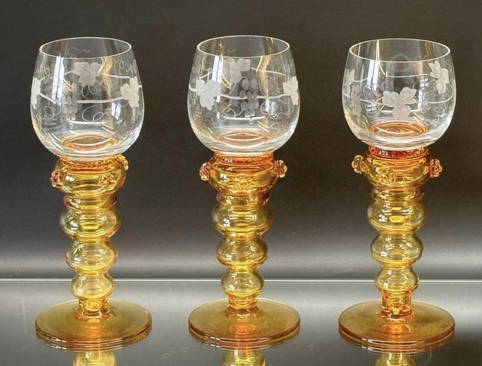 Theresienthal - Σετ ποτού (3) - Χειροποίητα - ποτήρια σούπας μούρων - αμπέλι - Lord's droplets - Γυαλί, Κρύσταλλο, Κρύσταλλο μολύβδου