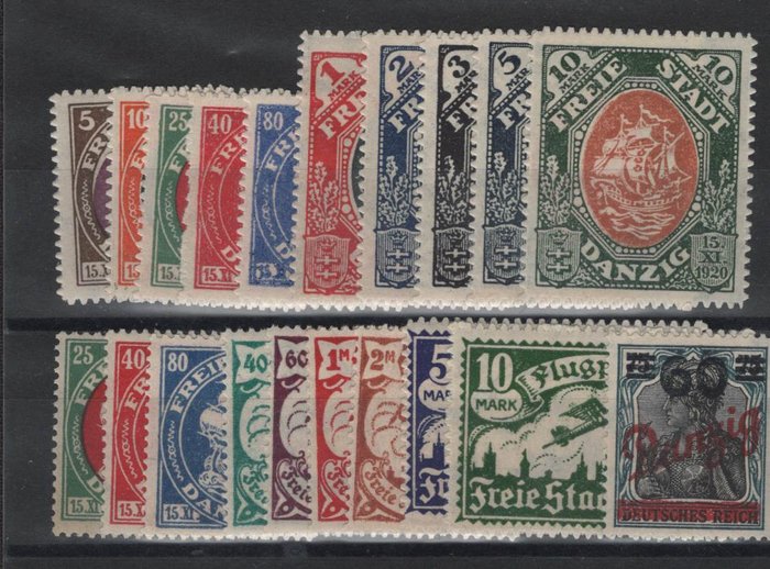 Ντανζιγκ 1921 - πλήρες τμήμα νομισματοκοπείων - Michel 53-72