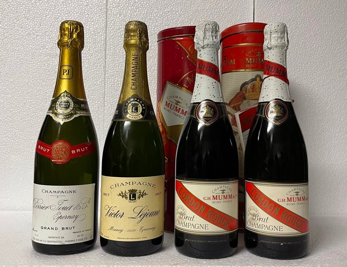 Perrier-Jouët, Victor Lejeune & G.H. Mumm x2 - Champagne Brut - 4 Bouteilles (0,75 L)