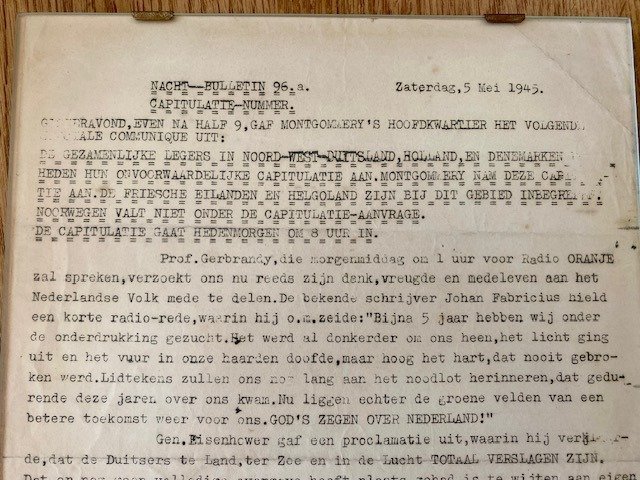 Pays-Bas - Document - Nacht Bulletin 96 a | CAPITULATIE NUMMER, 5 MEI 1945 - 1945