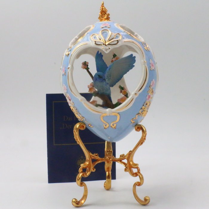 Uovo Fabergé - Uovo di uccello blu imperiale - House of Faberge - Dorato, Placcato oro, Porcellana