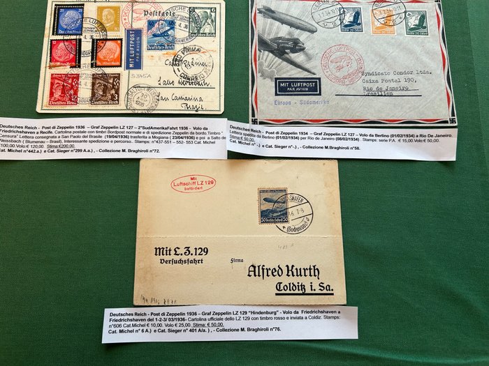 Enveloppe postale  (3) - Vols Zeppelin 1936 et 1934