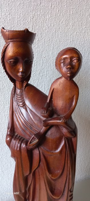 Posąg, Madonna met Kind - 46 cm - Drewno - 1930
