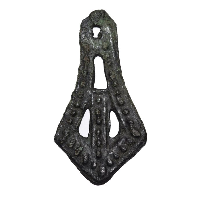 Wikingerzeit Bronze wunderschönes GROßES bronzefarbenes Drachenfußamulett - 70 mm  (Ohne Mindestpreis)