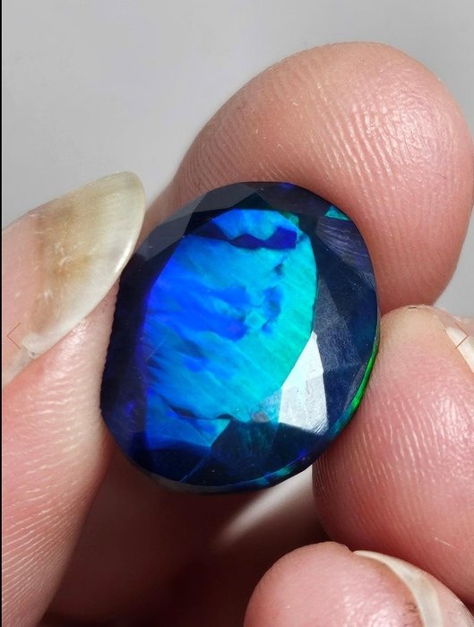 1 pcs Blauw, Zwart Opaal - 7.85 ct