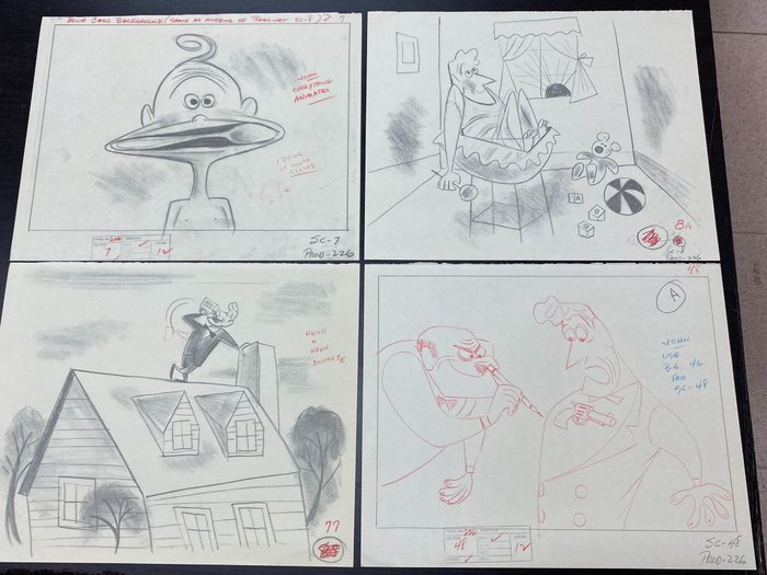 Tex Avery - Symphony in Slang - 4 Printed High Quality animation drawing set, 1st edition (1984) - 1984