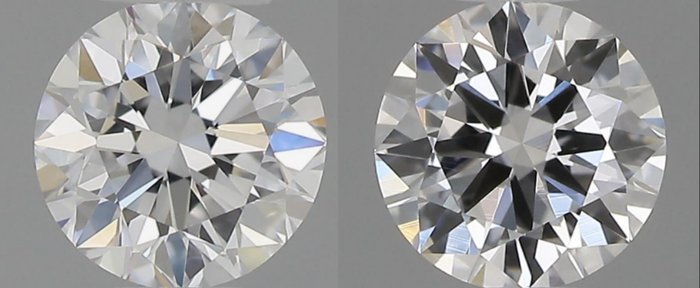 2 pcs Diamanter - 0.61 ct - Brilliant - D (fargeløs) - VVS1, *No Reserve Price* *Matching Pair* *3EX*