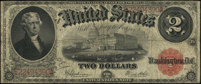 United States. - 2 Dollars 1917 - Signatures Speelman & White - Pick 188 - Fr #60  (No Reserve Price)
