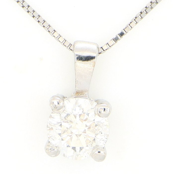 Ohne Mindestpreis - Halskette - 18 kt Weißgold, NEU -  0.32 tw. Diamant  (Natürlich) 