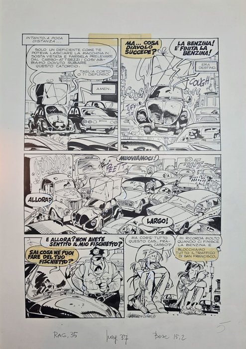 Cavazzano, Giorgio - Sclavi, Tiziano - 1 Original page - Altai & Jonson - Corriere dei Ragazzi - #35 "É scomparso il Maggiolino" - 1976