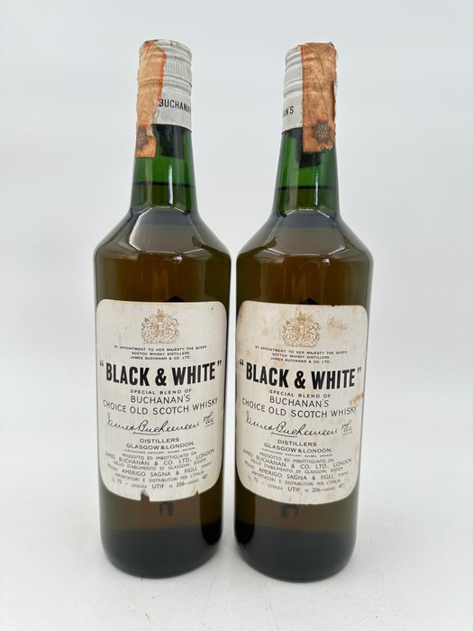 Black & White - James Buchanan's  - b. 1960-as évek vége 1970-es évek eleje - 75cl - 2 üvegek