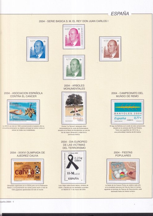 Spanien 2004/2004 - Briefmarken Spanien Jahr 2004 Vollständig und neu ohne Befestigungsstempel, montiert auf - edifil