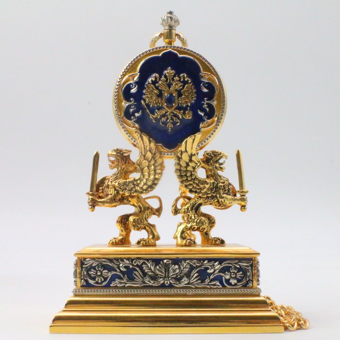 Fabergé-Ei - Die Imperial Collector Uhr - Emaille, Vergoldet, Versilbert
