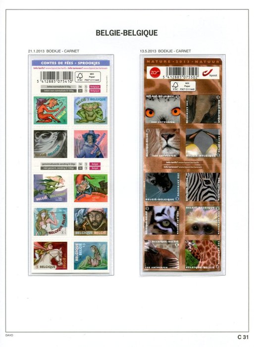 Belgio 2013 - Tutti i libretti di francobolli dell'anno - B135/144