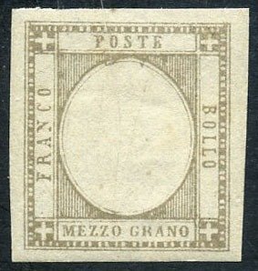 那不勒斯省 1861 - 那不勒斯省 1861 - 1/2 穀物，無肖像。嘗試採用所採用的顏色。 - CEI P23 € 3000