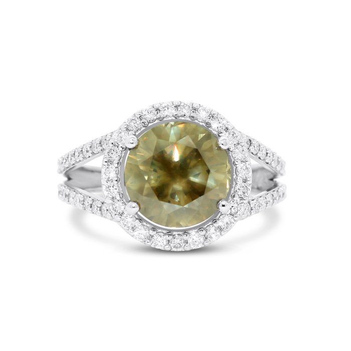 Zonder Minimumprijs - Ring - 14 karaat Witgoud -  4.23 tw. Diamant  (Natuurlijk) - Diamant 