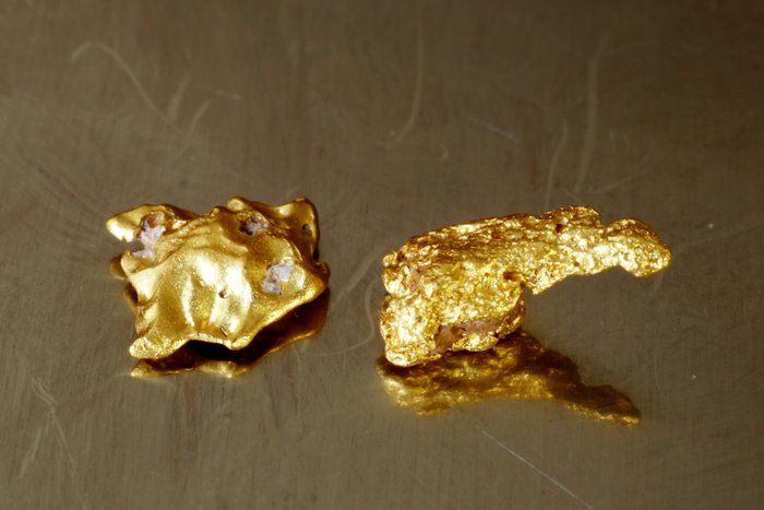 金色 來自茅利塔尼亞的天然金塊（金塊）- 0.74 g - (2)