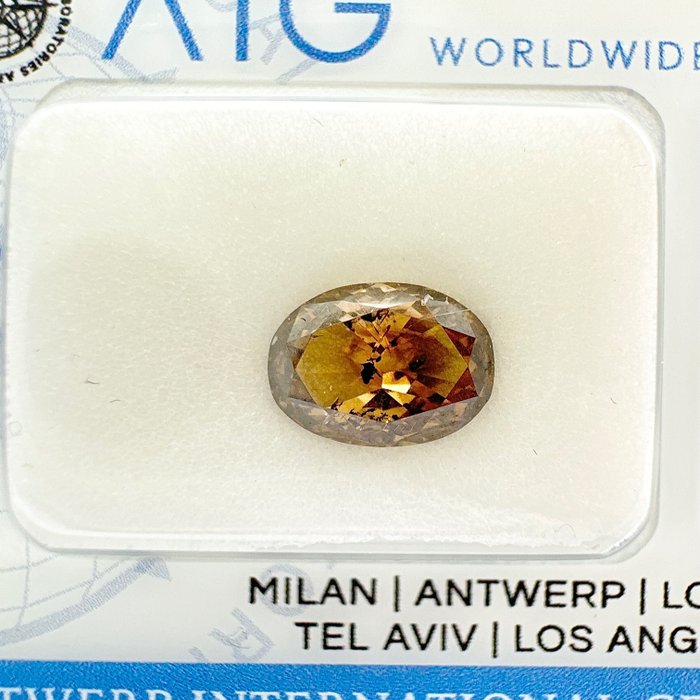 1 pcs Diamant - 1.63 ct - Oval - fancy yellowish brown - SI3, No Reserve Price!