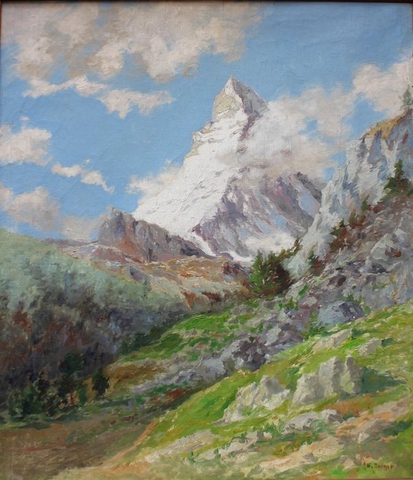 Emil Berger (1890- 1979) - View of highest mount Matterhorn in Swiss Alps