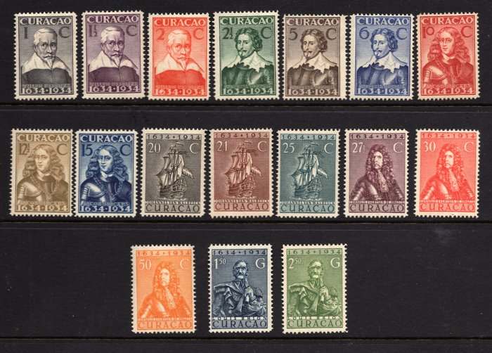 Curaçao 1934 - 300 Years of Authority - Free Shipping Worldwide - NVPH 104 t/m 120