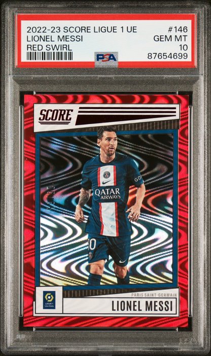 Topps - 1 Graded card - 2022 Score Ligue  Uber Eats Red Swirl - #146 Lionel Messi - PSA 10