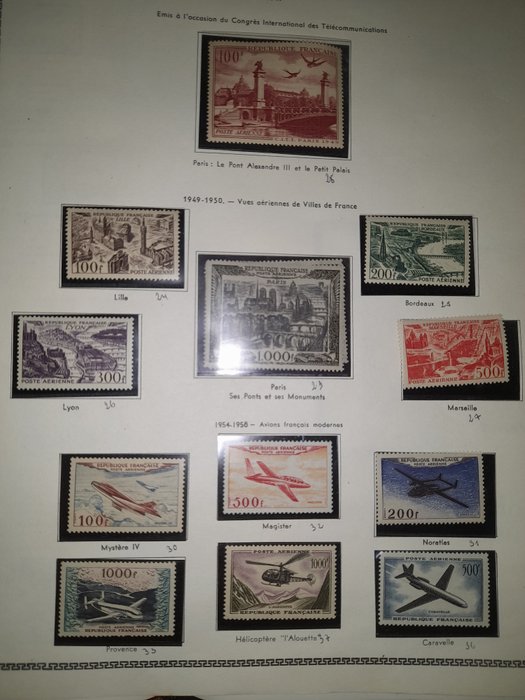 法国 1949/1958 - 航空邮包 12 张新邮票 **
