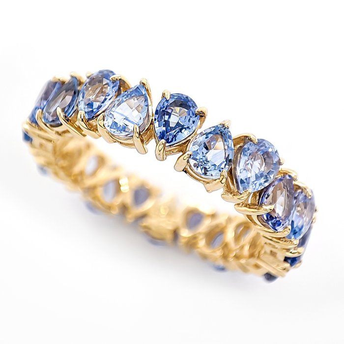 No Reserve Price - 4.15 Carat Natural Sapphire Eternity - Ring - 14 kt. Yellow gold 