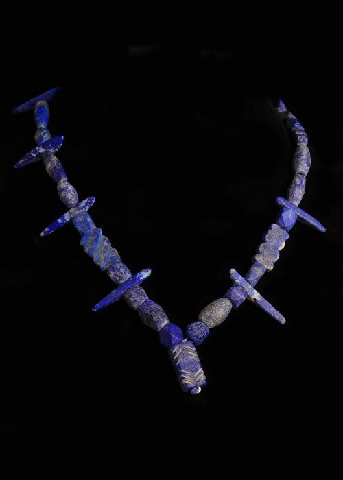 Västasiatisk Lapis lazuli Pärlat halsband  (Utan reservationspris)