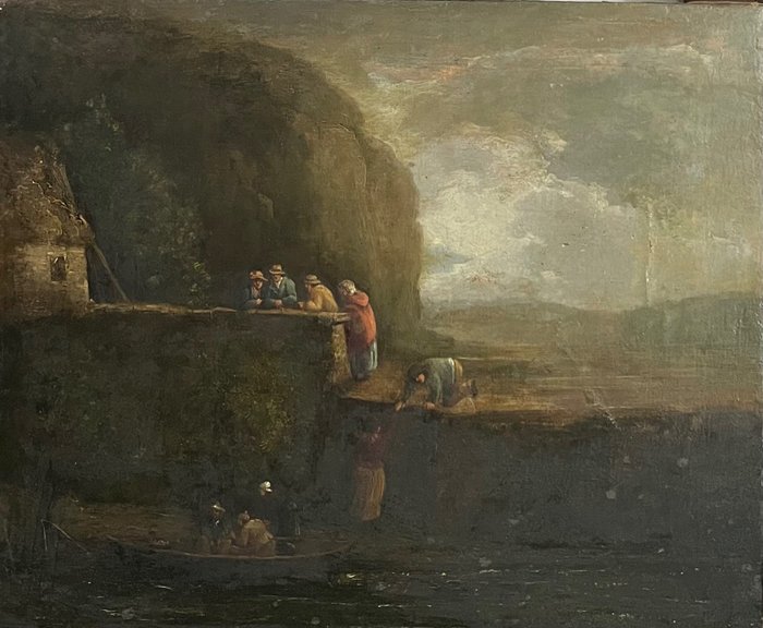 Scuola Italiana (XVIII-XIX) - Paesaggio con figure