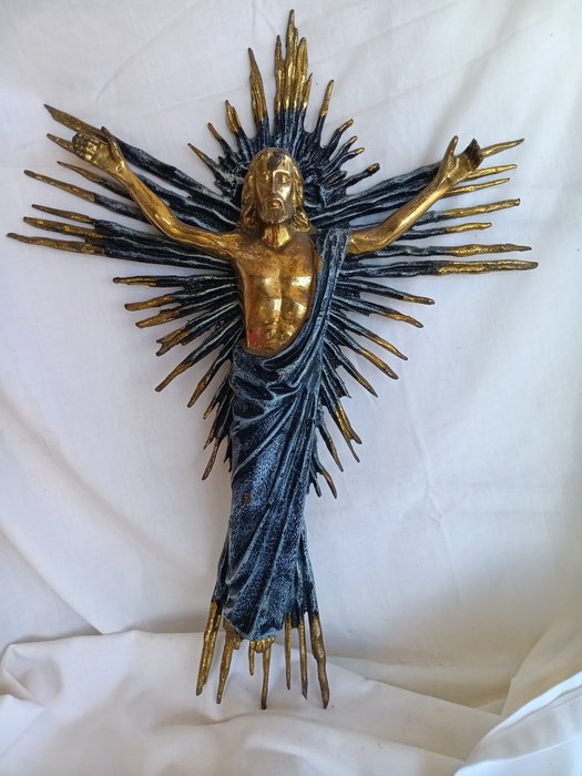 Crucifix - Surrealist - enameled bronze - 1970-1980