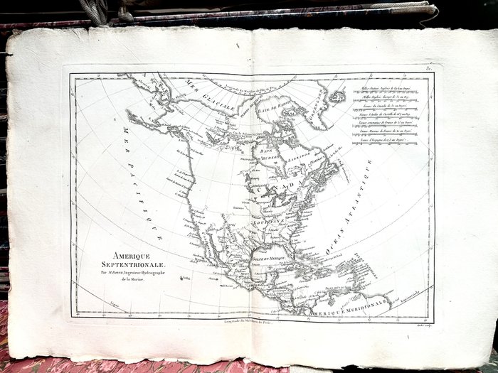 美國, 地圖 - 北美洲/加拿大/美國/墨西哥; Rigobert Bonne - Amérique Septentrionale - 1781-1800