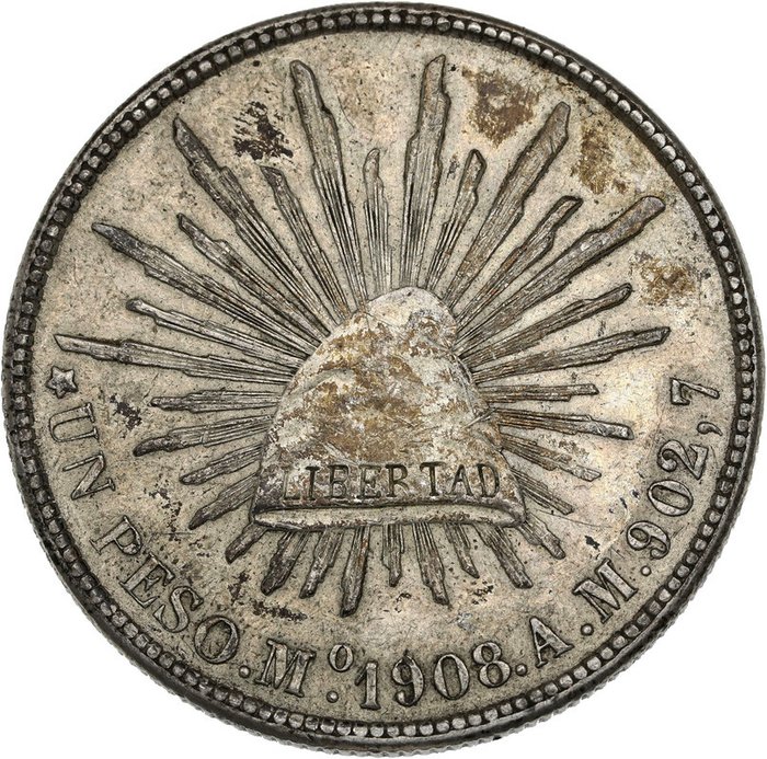 Mexic. 1 Peso 1908-Mo (Mexico)