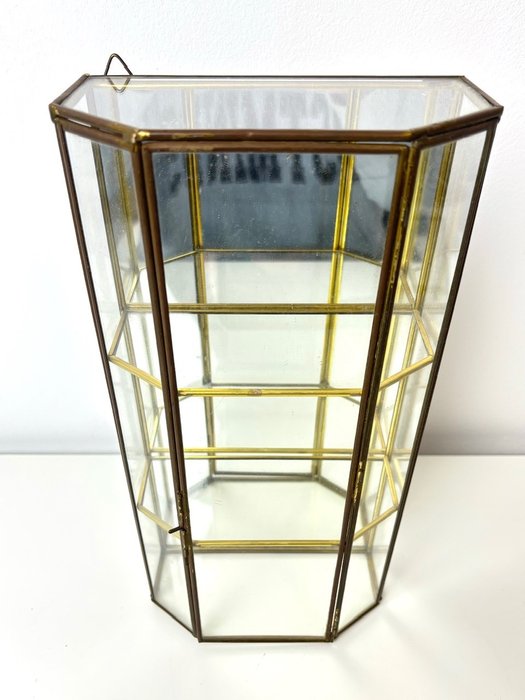 Display cabinet - With mirror - Brass, Glass