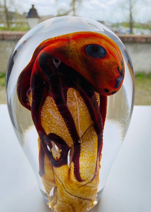 Petr Kuchta Unique - Sculpture, “ Octopus “ - 21 cm - Verre